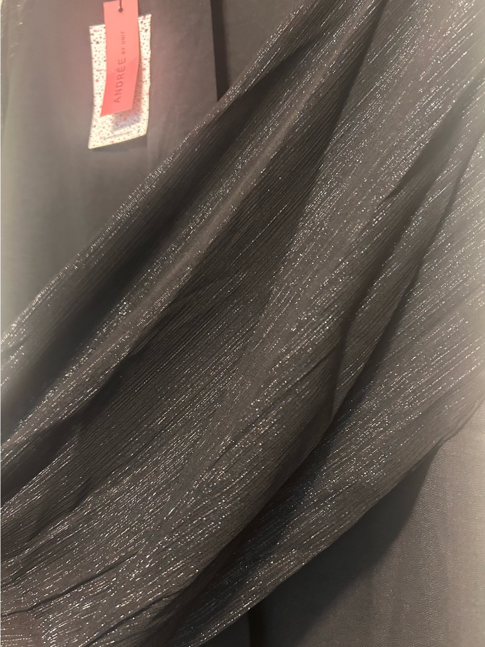 NWT ANDREE BY UNIT Black Sparkle Sheer Sleeve Top - Picture 3 of 5